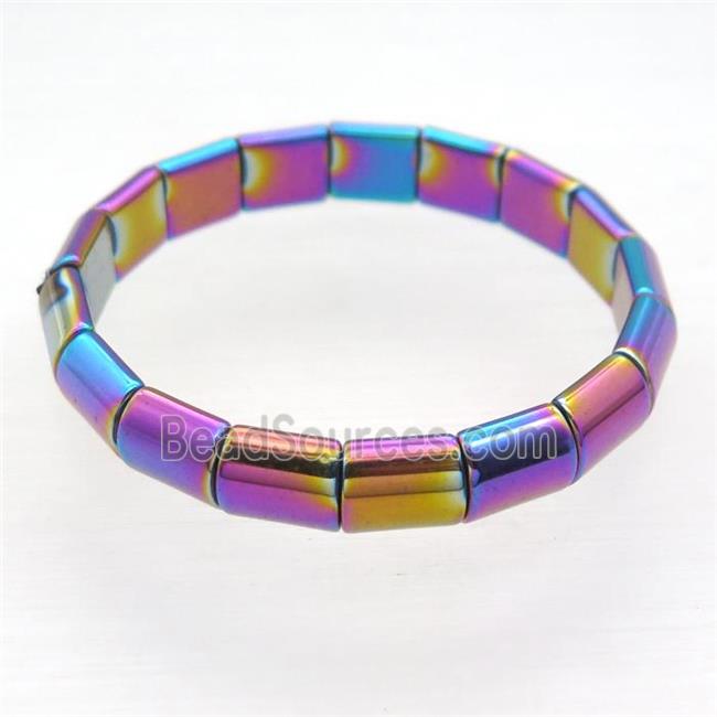 Rainbow Hematite Bracelet Stretchy Electroplated