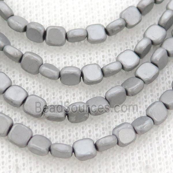 Hematite Beads Square Matte Platinum