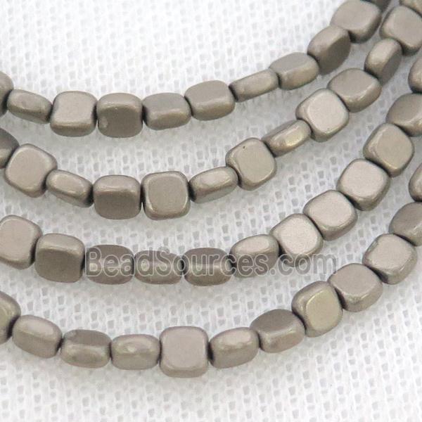 Hematite Beads Square Matte Silver