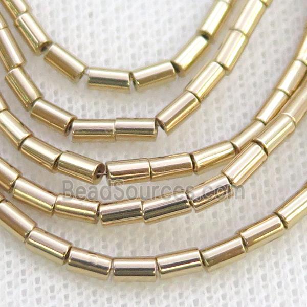 Hematite Tube Beads Lt.Gold