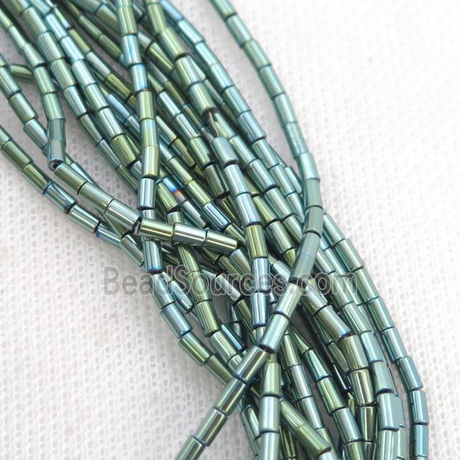 Green Hematite Tube Beads Electroplated