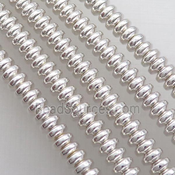 Hematite Beads Rondelle Shiny Silver