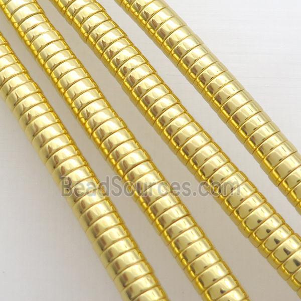 Hematite Beads Heishi Shiny Gold