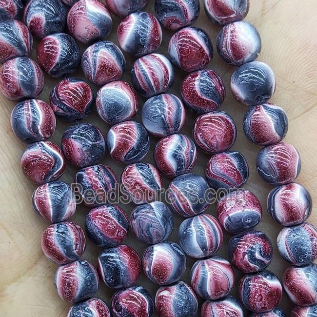 Hematite Beads Round Red Black White Lacquered