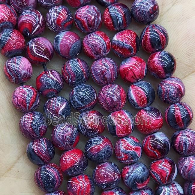 Hematite Beads Round Red Black Lacquered