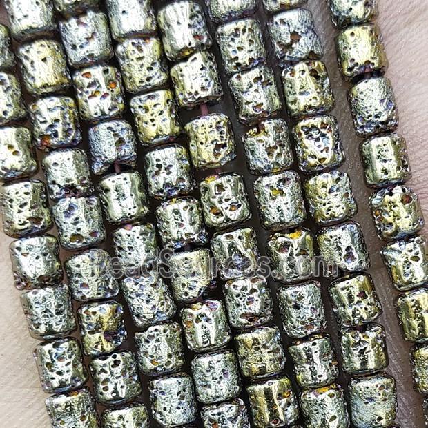 Hematite Tube Beads Green Electroplated