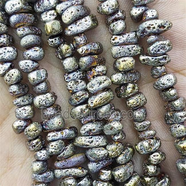 Hematite Beads Freeform Green Electroplated