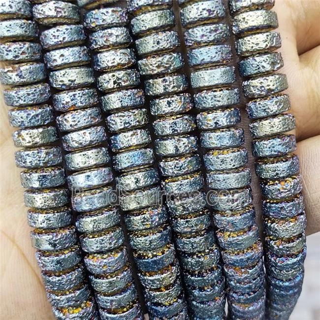 Hematite Heishi Beads Green Electroplated