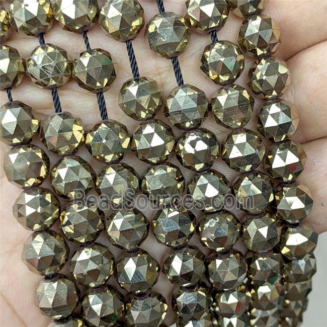 Hematite Beads Cut Round Pyrite Color Electroplated