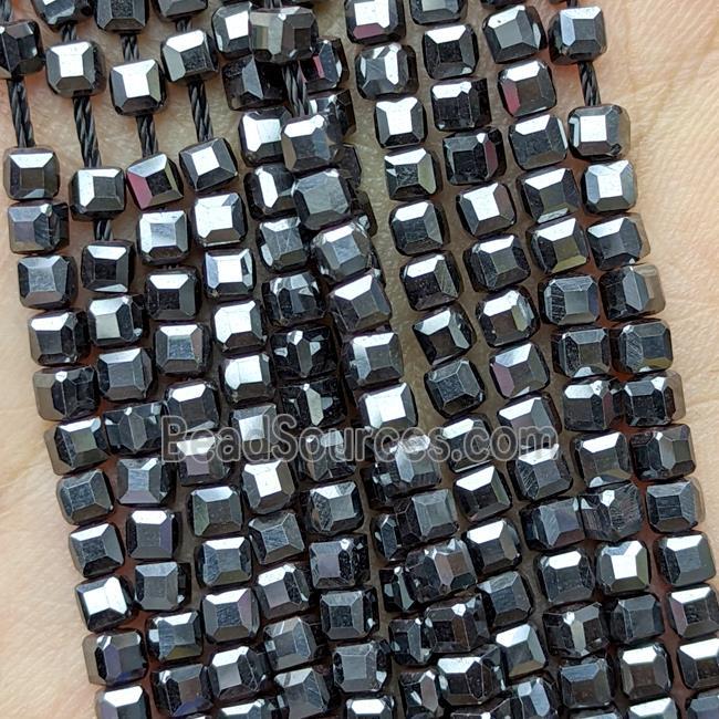 Black Hematite Beads Faceted Cube