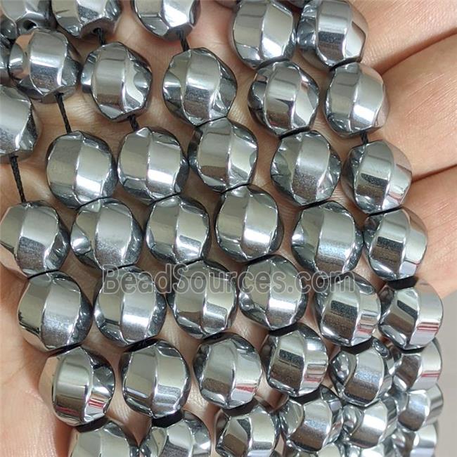 Hematite Twist Beads Platinum Plated