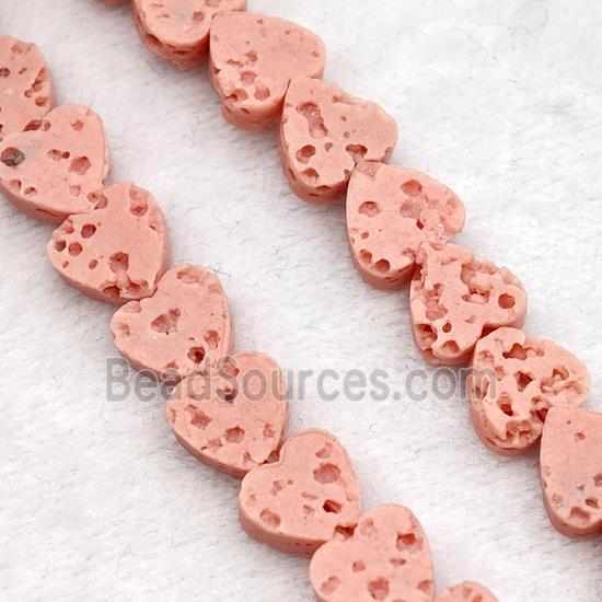 Pink Lava Heart Beads