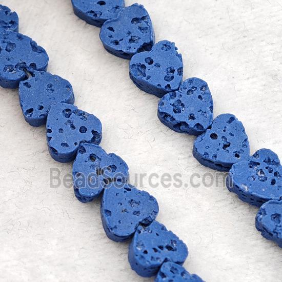 Blue Lava Heart Beads