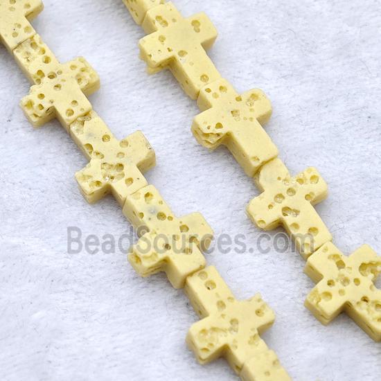 Yellow Lava Cross Beads