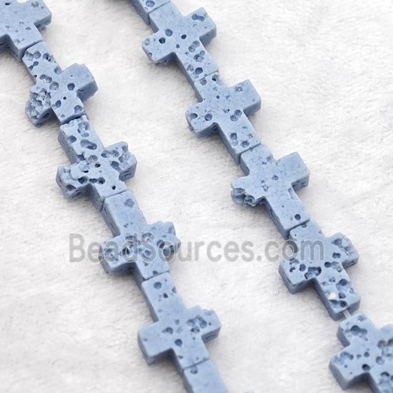 Bluegray Lava Cross Beads