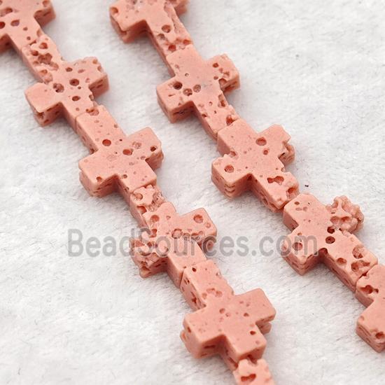 Pink Lava Cross Beads