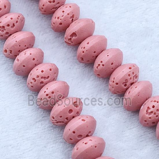 Pink Lava Rondelle Beads Smooth