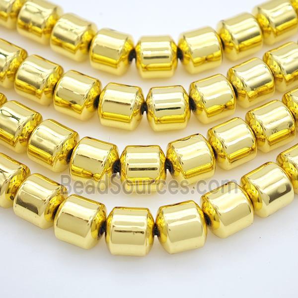 Hematite Tube Beads Shiny Gold