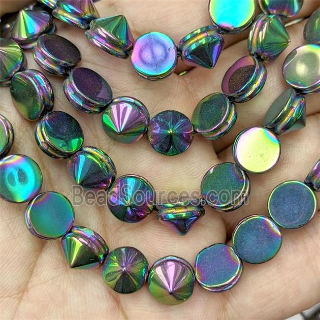 Hematite Rivet Beads Rainbow Electroplated