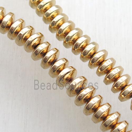 light gold electroplated Hematite wheel Beads