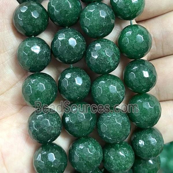 Green Jade Beads Faceted Round Dye