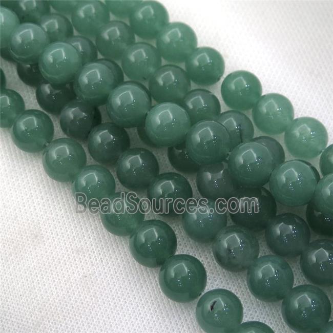 green Spong Jade Beads, round