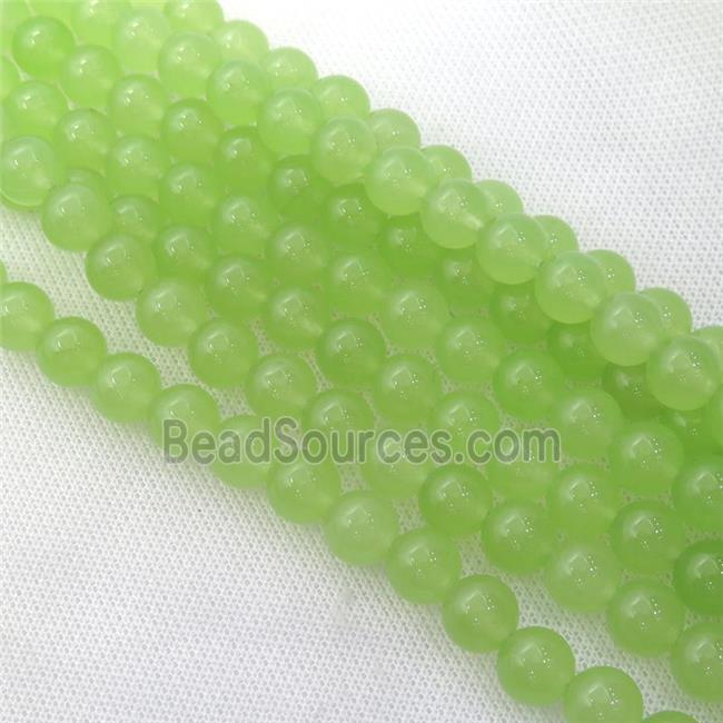 olive Spong Jade Beads, round