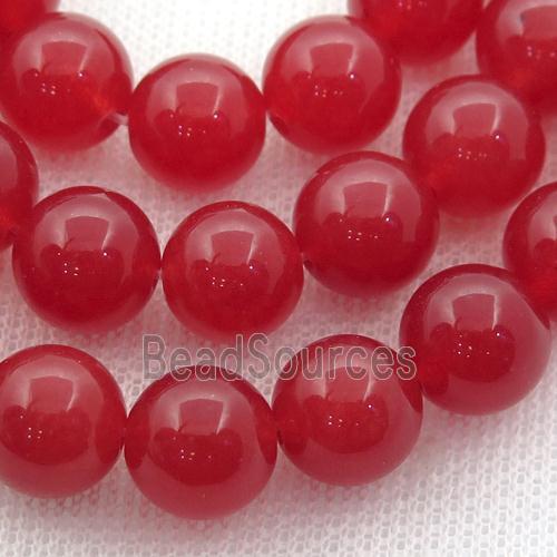 red Spong Jade Beads, round