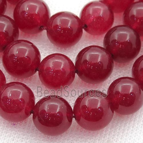 red Spong Jade Beads, round