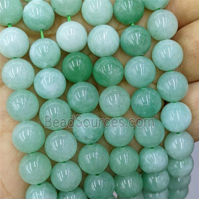 green Spong Jade Beads, round