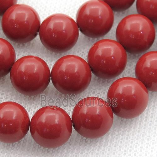 coralred Spong Jade Beads, round