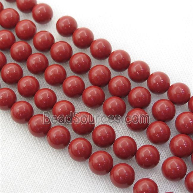 coralred Spong Jade Beads, round