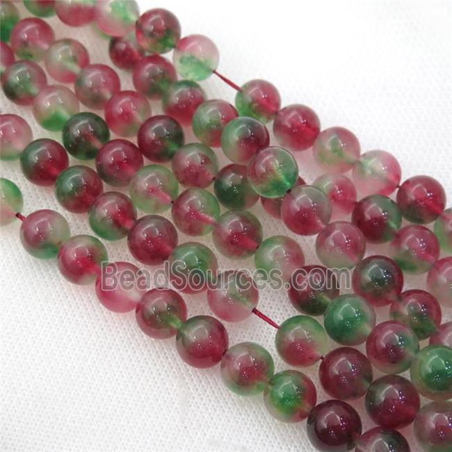 Dichromatic Spong Jade Beads, round