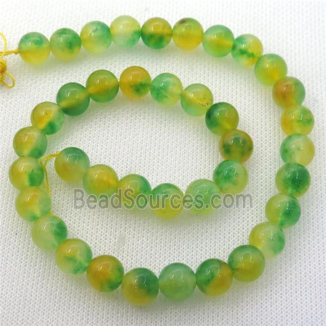 Dichromatic Spong Jade Beads, round