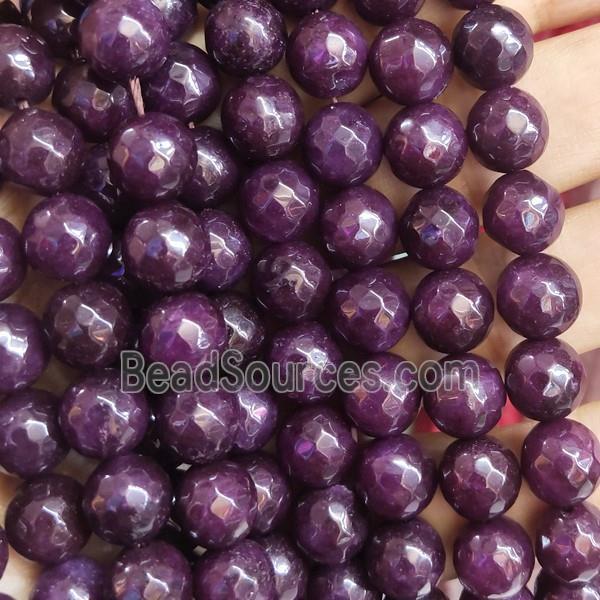 purple Jade Beads, faceted round, b-grade