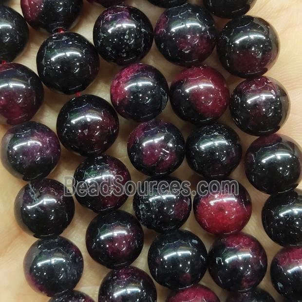 round fancy Jade Beads, red black dye