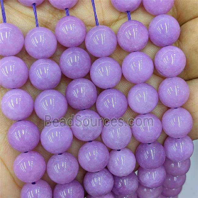 Lavender Spong Jade Beads Smooth Round