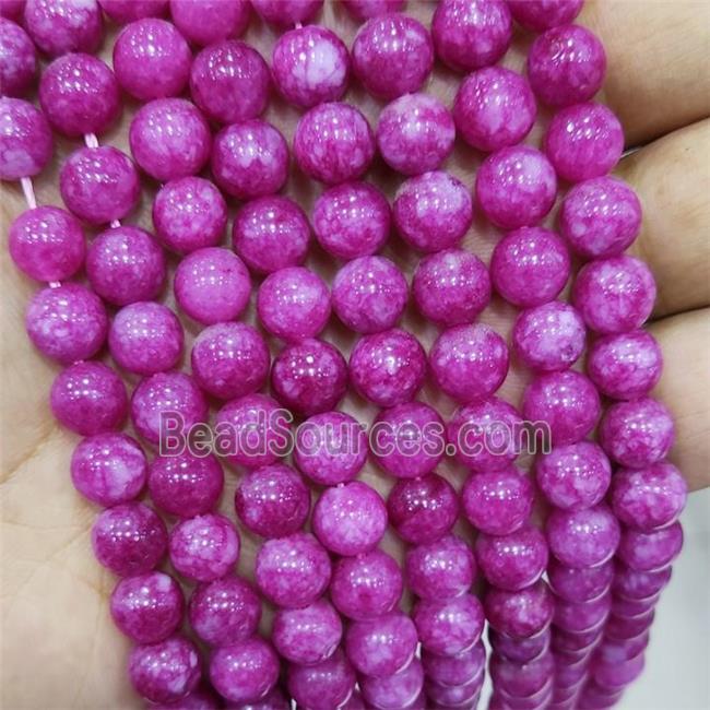 Hotpink Spong Jade Beads Smooth Round