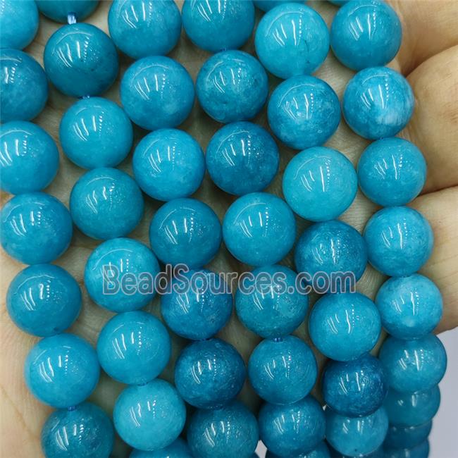 Teal Spong Jade Beads Smooth Round