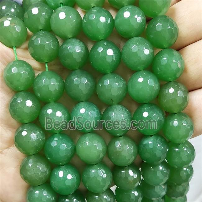 Green Jade Beads Dye Faceted Round