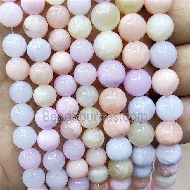 Natural Honey Jade Beads Multicolor Dye Smooth Round