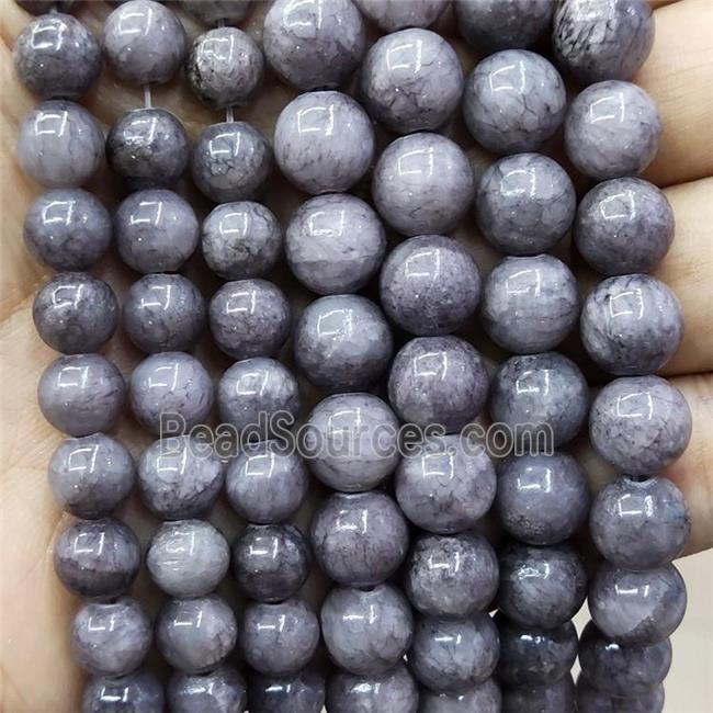 Natural Honey Jade Beads Gray Dye Smooth Round