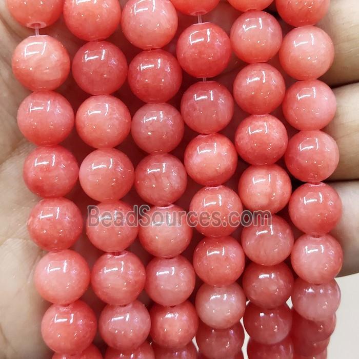 Natural Honey Jade Beads Red Dye Smooth Round