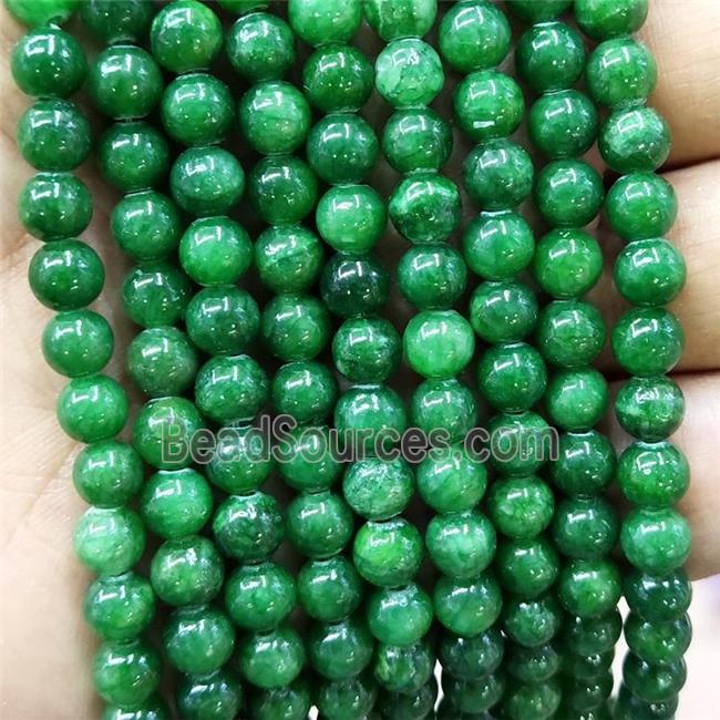 Natural Honey Jade Beads Green Dye Smooth Round