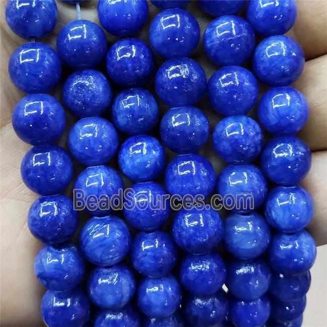 Natural Honey Jade Beads Royalblue Dye Smooth Round