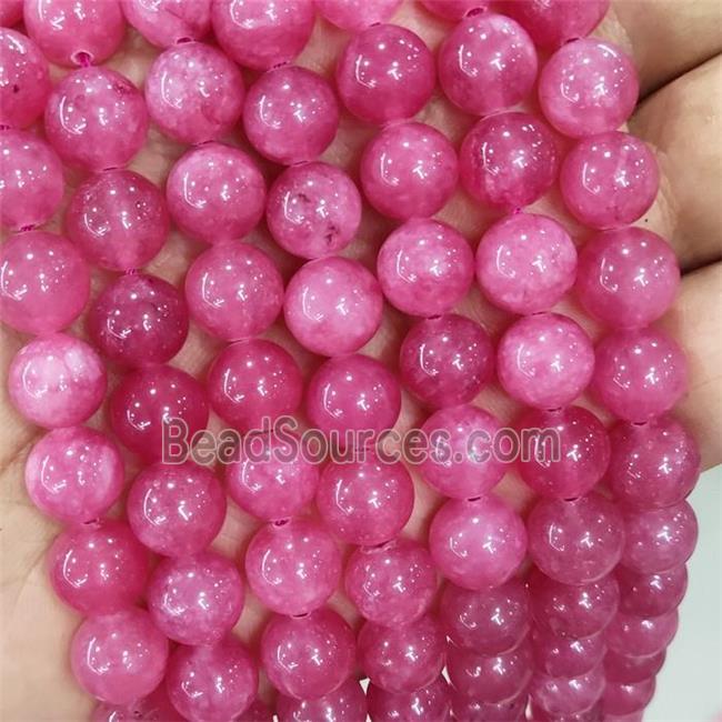 Jade Beads Pink Dye Smooth Round