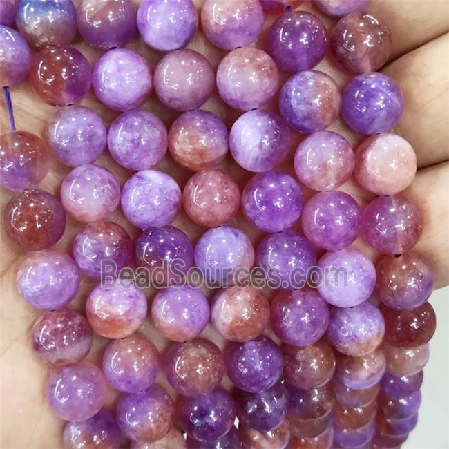 Jade Beads Red Purple Dye Smooth Round