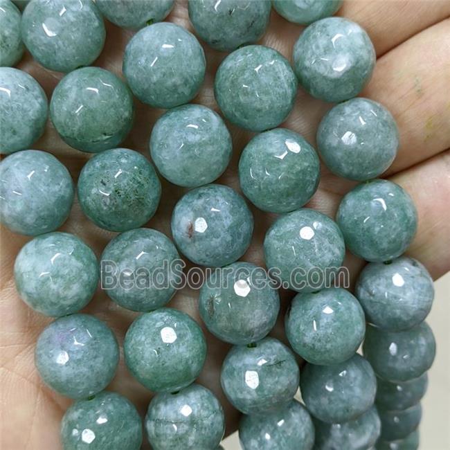 Green Jade Beads Faceted Round Dye