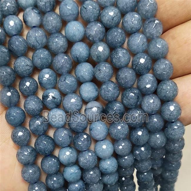 Grayblue Jade Beads Faceted Round Dye