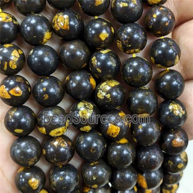 Jade Beads Dye Smooth Round Yellow